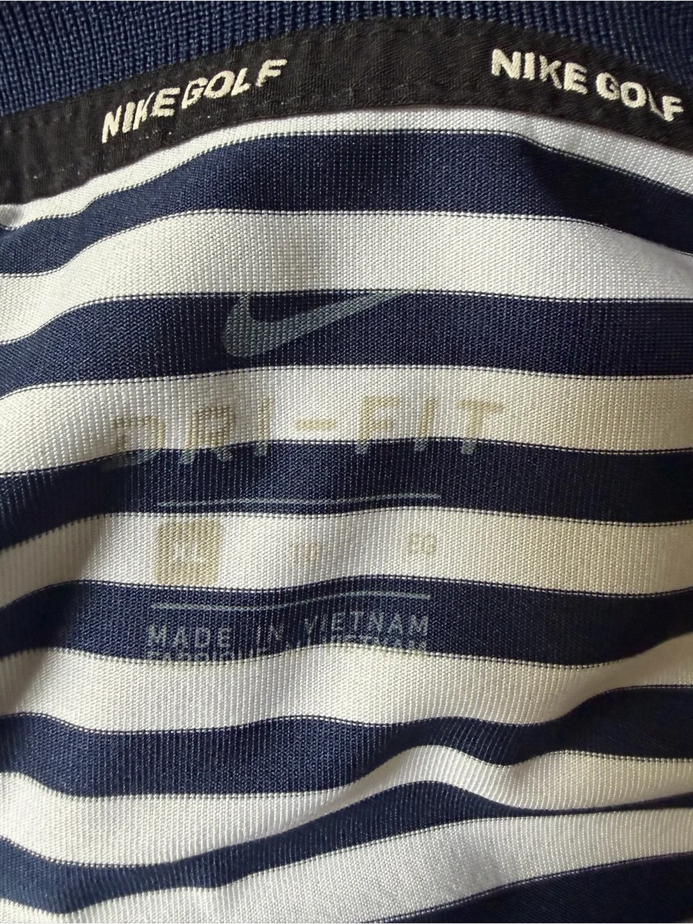 Nike golf dry fit Polo shirt men’s size extra large Navy blue & white stripes